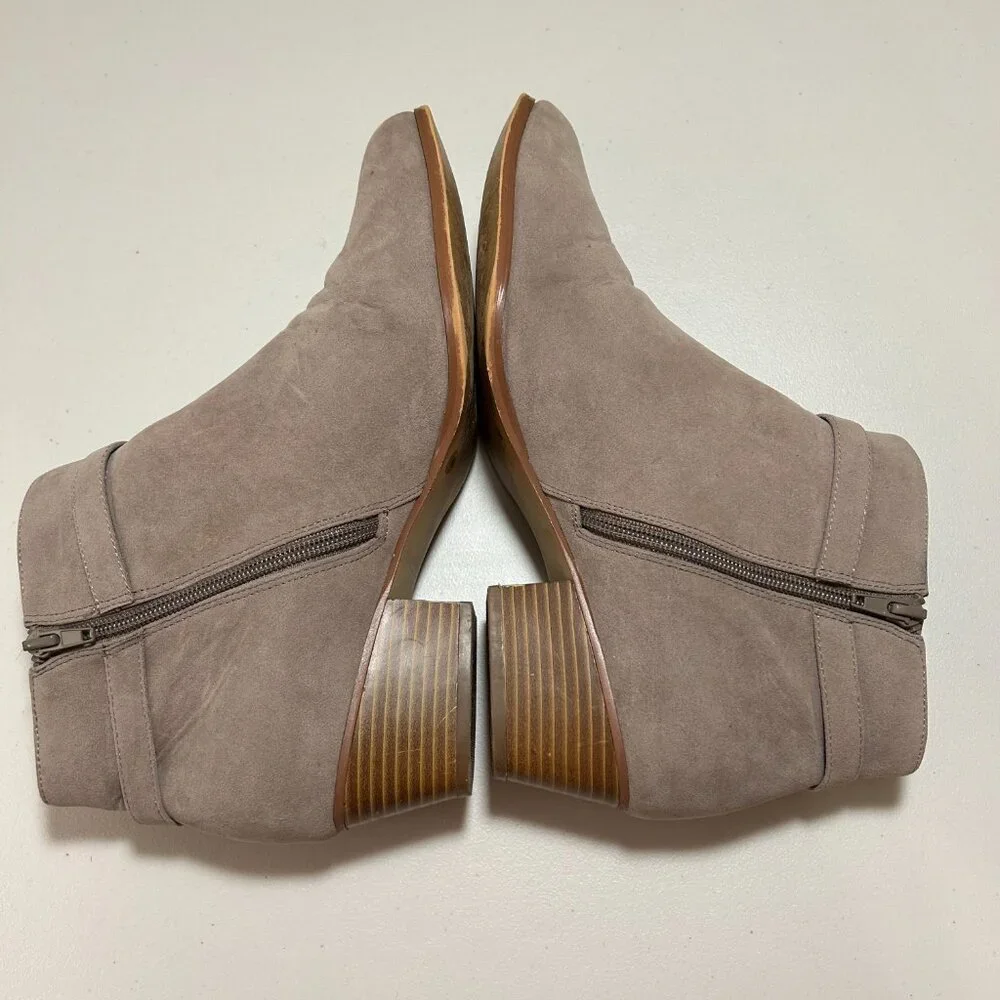 Giani Bernini Taupe Suede Ankle Booties with Stacked Heel